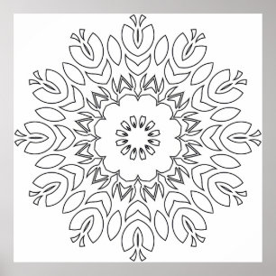Lotus Inspired Mandala with Flowing Organic Shapes Poster