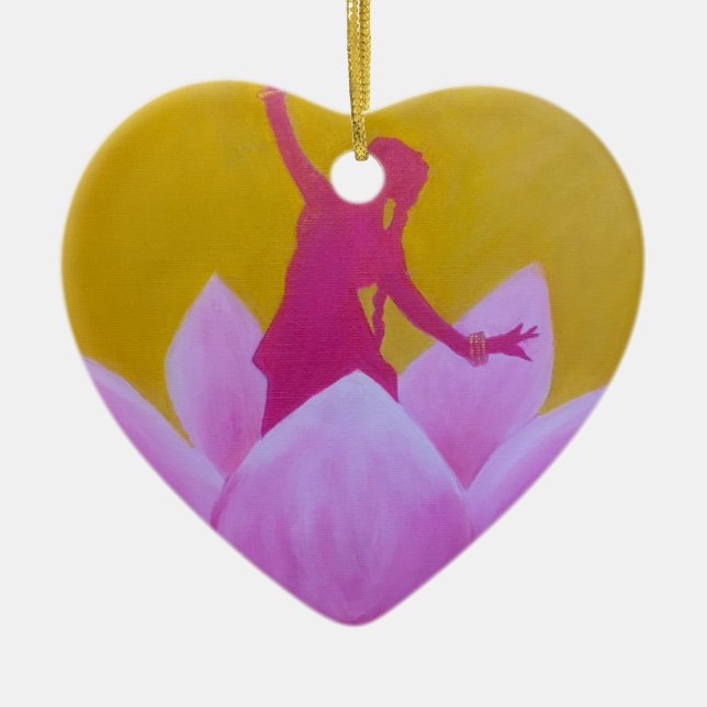 Lotus Kathak Dancer Ceramic Tree Decoration (Front)