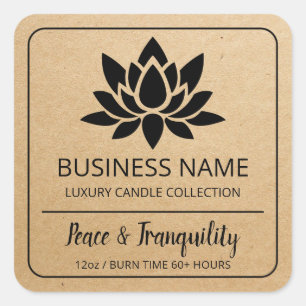 Lotus Kraft Brown Soy Candle Product Labels