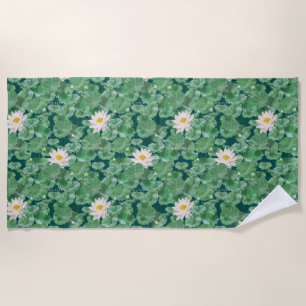 Lotus Lagoon Pattern - The White Lotus Beach Towel