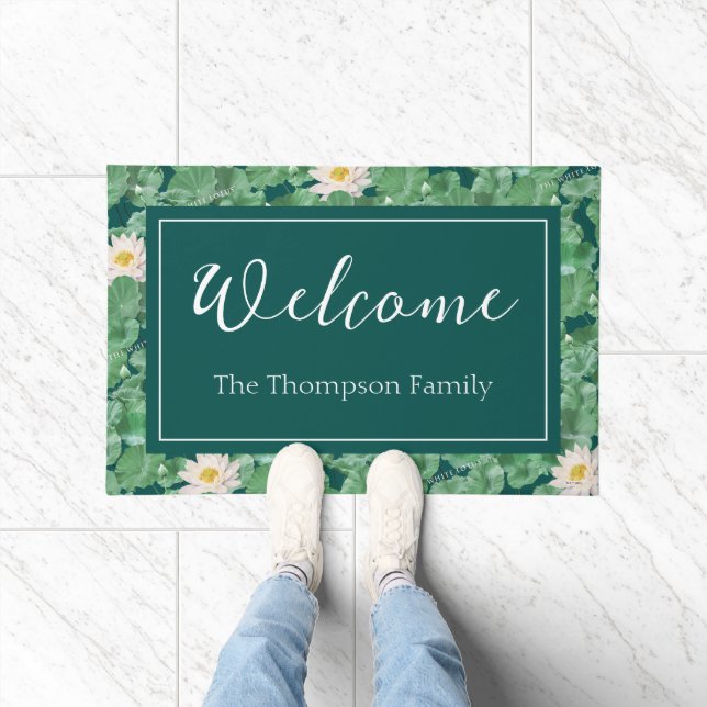Lotus Lagoon Pattern - The White Lotus Doormat (Indoor)