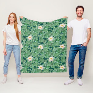 Lotus Lagoon Pattern - The White Lotus Fleece Blanket