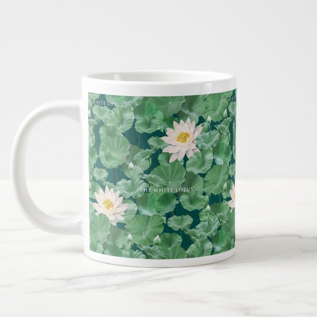 Lotus Lagoon Pattern - The White Lotus Large Coffee Mug (Left)