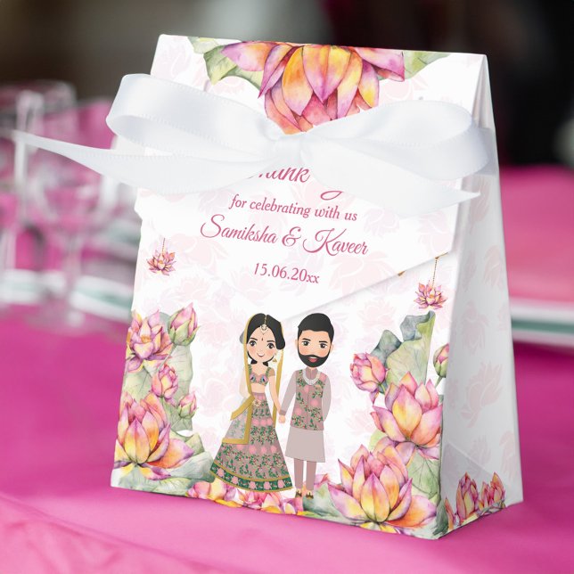 Lotus lanterns Indian wedding personalised Favour Box (Lotus lanterns Indian wedding personalized Favor Box)