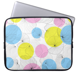 Lotus leaves hand draw outline with colourful spot laptop sleeve