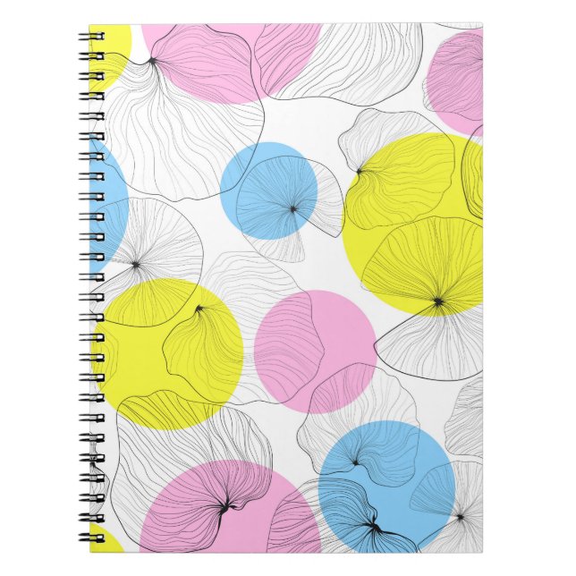 Lotus leaves hand draw outline with colourful spot notebook (Front)