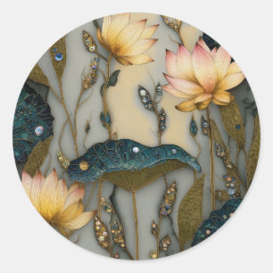 Lotus Light Awakening botanical Design Classic Round Sticker