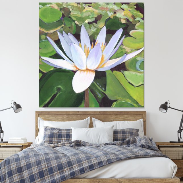 Lotus Lily Large Floral Canvas Print (Insitu(Bedroom))