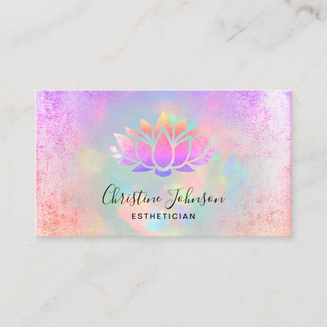 lotus logo on opal texture business card (Front)