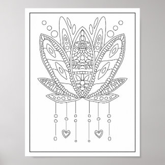 Lotus Mandala Adult Colouring Poster