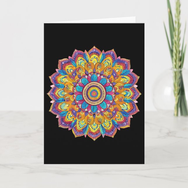 Lotus Mandala Boho Yoga Meditation  Card (Front)