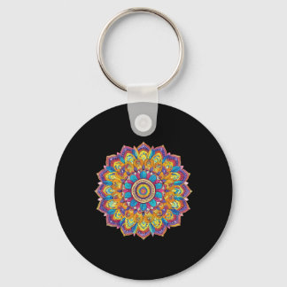 Lotus Mandala Boho Yoga Meditation  Key Ring