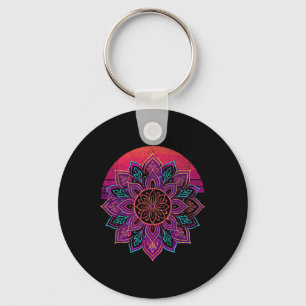 Lotus Mandala Buddha Zen Art Succulent Botanical B Key Ring