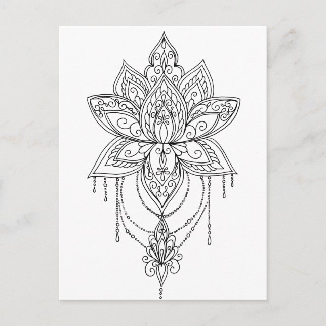 Lotus Mandala Colour Your Own Postcard (Front)