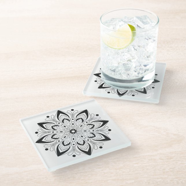 Lotus Mandala Design Coaster (Angled)