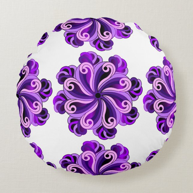 Lotus Mandala Design Round Cushion (Front)