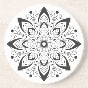 Lotus Mandala Design Sandstone Coaster