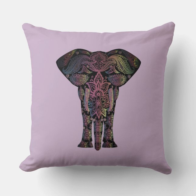 Lotus Mandala Elephant Cushion (Front)