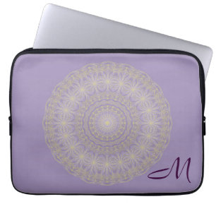 Lotus Mandala in Lilac and Gold - Laptop Sleeve