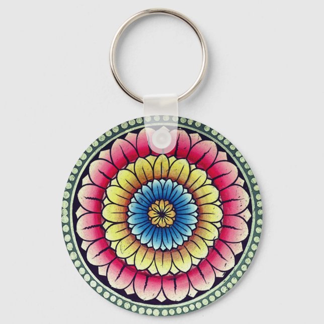 Lotus Mandala  Key Ring (Front)