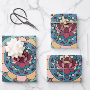 Lotus Mandala Lotus Flower Floral Wrapping Paper Sheet