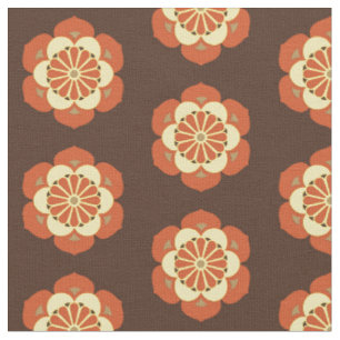 Lotus Mandala Print, Brown, Rust and Yellow Fabric