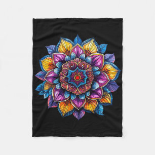 Lotus Mandala Sacred Geometry Fleece Blanket