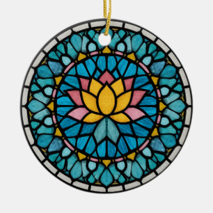 Lotus Mandala Stained Glass Ceramic Tree Decoration