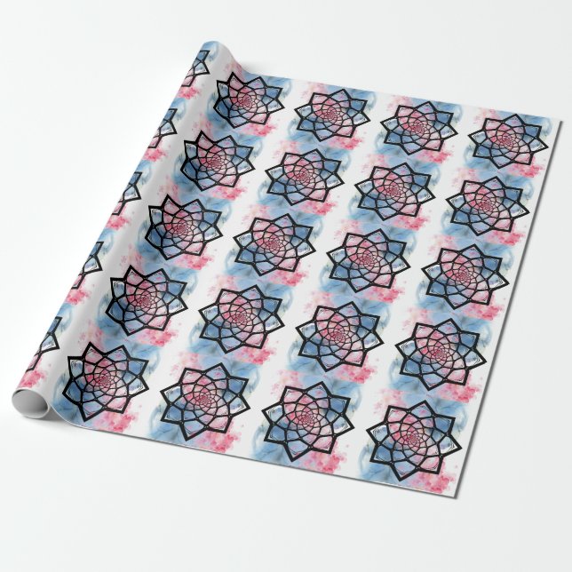 Lotus Mandala Wrapping Paper (Unrolled)