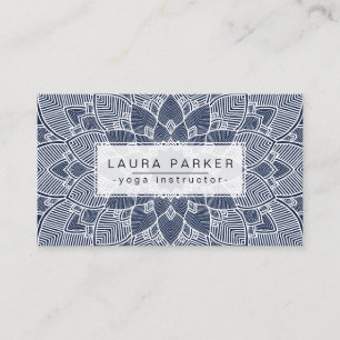 Lotus Mandala Yoga Instructor Blue White Fitness Business Card