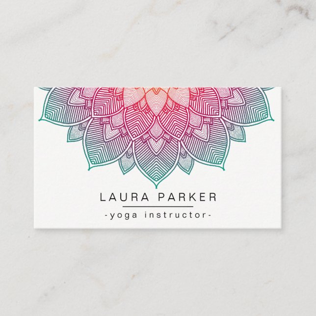 Lotus Mandala Yoga Instructor Meditation Fitness Business Card (Front)