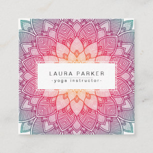 Lotus Mandala Yoga Instructor Meditation Holistic Square Business Card