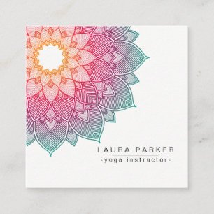 Lotus Mandala Yoga Instructor Meditation Holistic Square Business Card