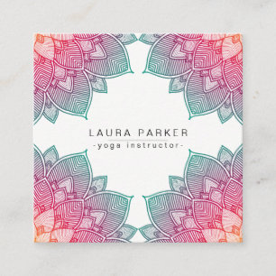 Lotus Mandala Yoga Instructor Meditation Holistic Square Business Card