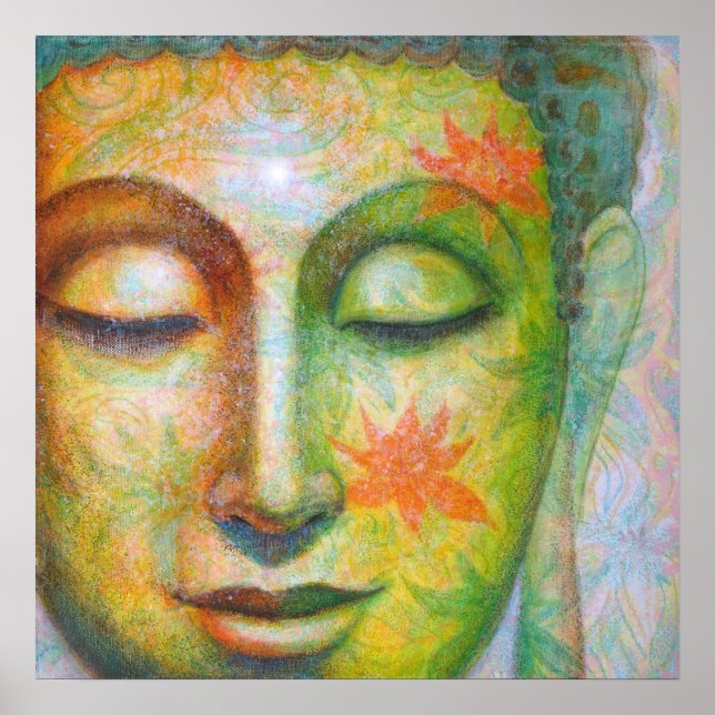 Lotus Meditation Buddha spiritual art poster print (Front)