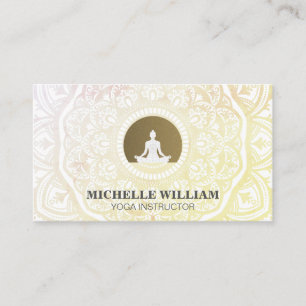 Lotus Meditation Pose Mandala Ornate Design Business Card
