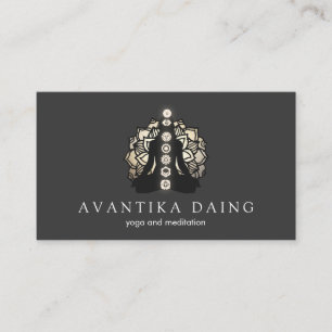 Lotus Meditation Pose with Chakras Yoga Instructor Business Card