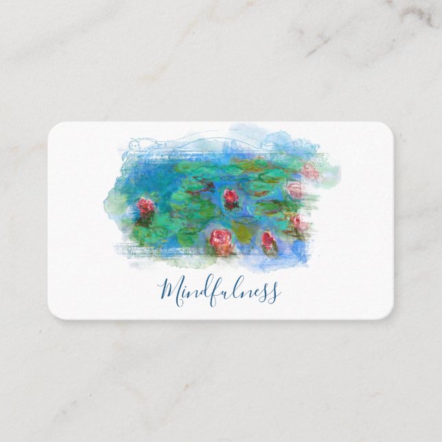 *~*  Lotus Monet Lily Pond Floral Angel Business Card (Front)