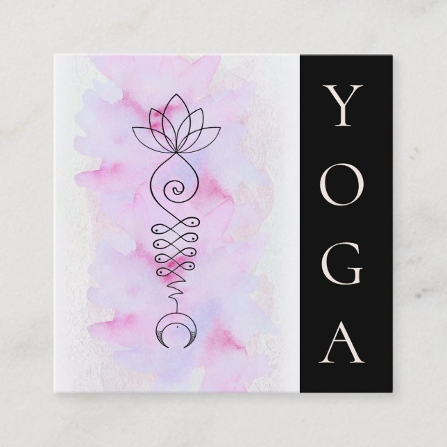 *~*  Lotus Moon Energy Healer Massage Reiki  Yoga Square Business Card (Front)