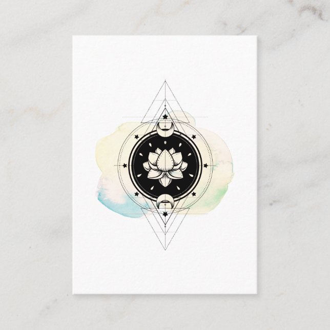 *~* Lotus Moon Stars Sacred Symbol To Nirvana Yoga Business Card (Front)