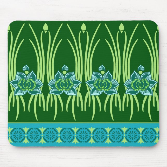 LOTUS NOUVEAU: BLUE GREEN SCENE MOUSE MAT (Front)