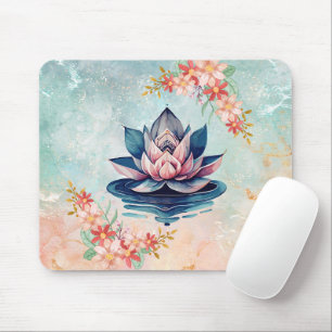 Lotus of Still Waters – Pastel Botanical Peace Mouse Mat