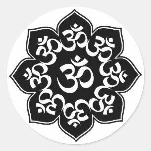 Lotus Om Design Classic Round Sticker
