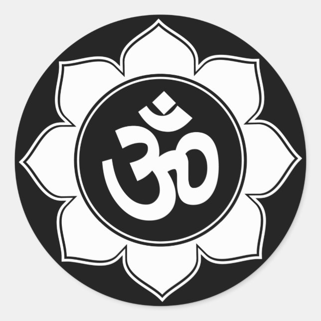 Lotus Om Design Classic Round Sticker (Front)