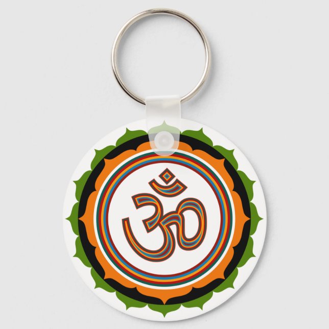 Lotus Om Design Key Ring (Front)