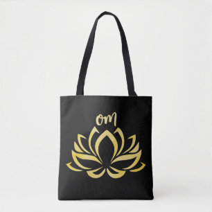 Lotus Om Gold Tote Bag