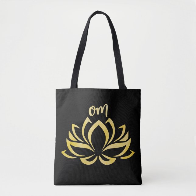 Lotus Om Gold Tote Bag (Front)