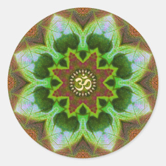 Lotus Om Mandala Geometric Art Plate Classic Round Sticker