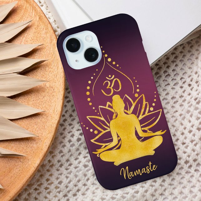 Lotus & Om – Personalised Name Minimalist Case-Mate iPhone Case (Creator Uploaded)