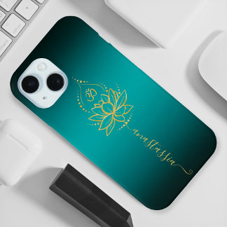 Lotus & Om – Personalised Name Minimalist iPhone 15 Case